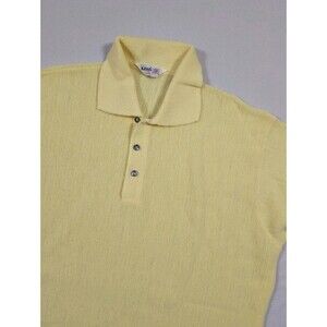 Vintage 60s Izod Made In USA 100% Orlon Acrylic Polo Sweater Shirt Mens L Yellow